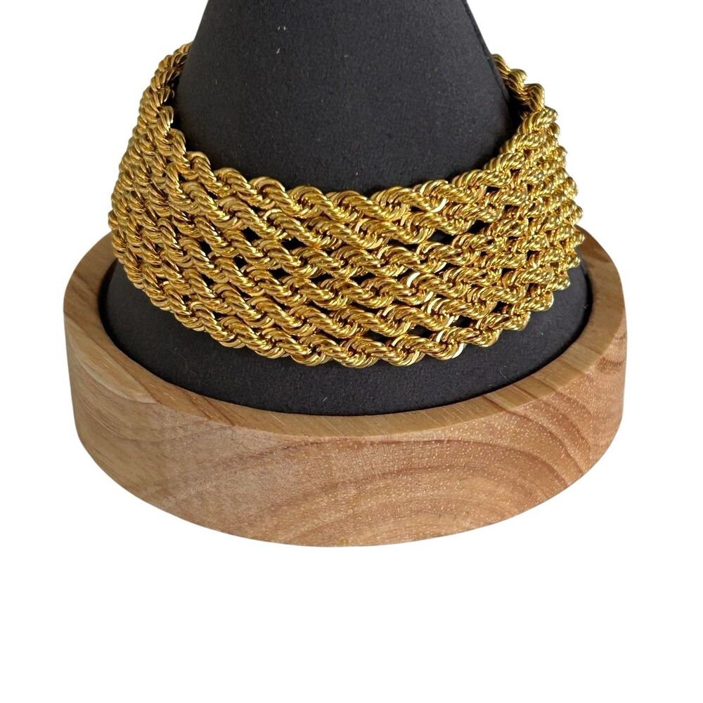 Vintage Itaor 7" Stainless Steel Bracelet Gold Tone Multi Strand Italy